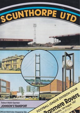 Scunthorpe United v Tranmere Rovers Match Programme 1987-08-15